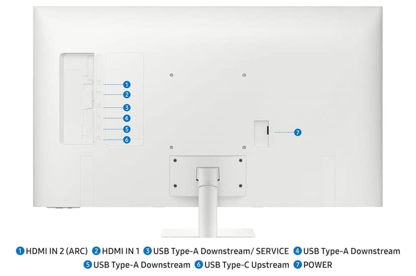 Samsung 43"(1.08m) 4K M7 Vision AI Smart Monitor|UHD 3840 x 2160|Smart TV Experience with AI|Type-C|Apple AirPlay|Gaming Bar|Remote|Speakers|Wi-Fi|Bluetooth|AI Picture & Sound|LS43FM701UWXXL|White view 2