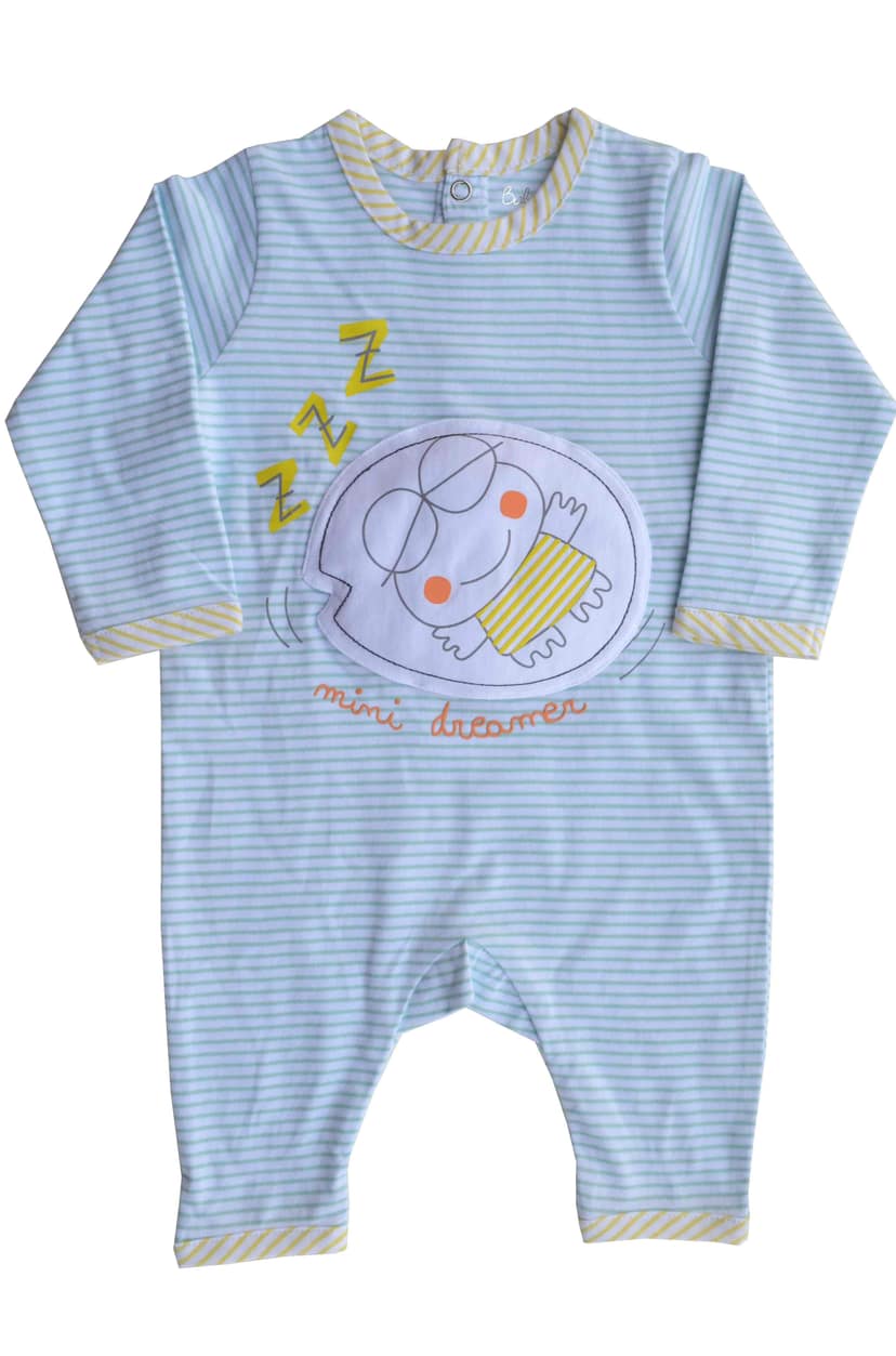 Baby's Full Romper/Sleeper,Color-Green Stripes