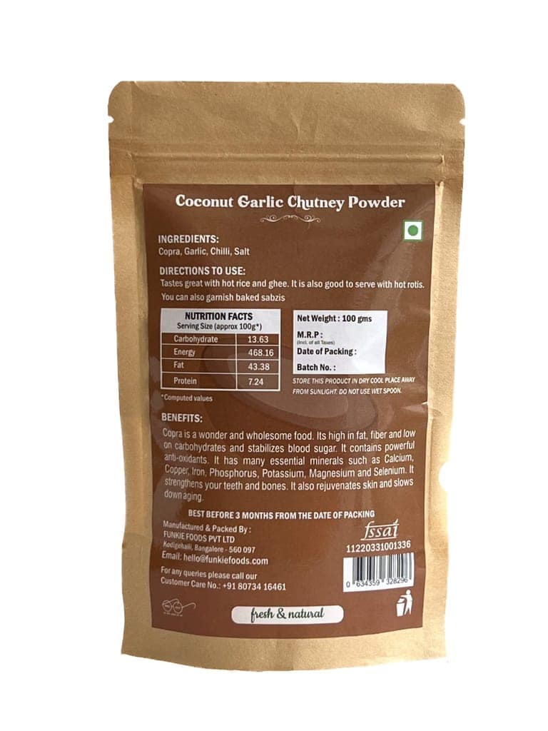 Coconut Garlic Chutney Powder - Funkie Foods view 2