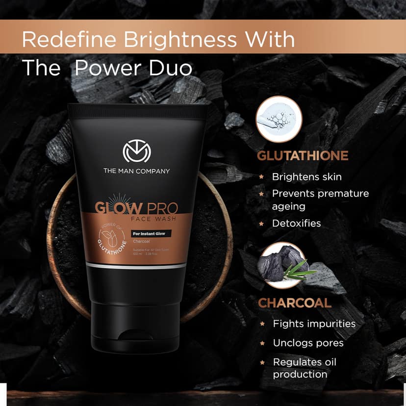 Glow Pro Face Wash | Glutathione and Charcoal (100ml) view 2