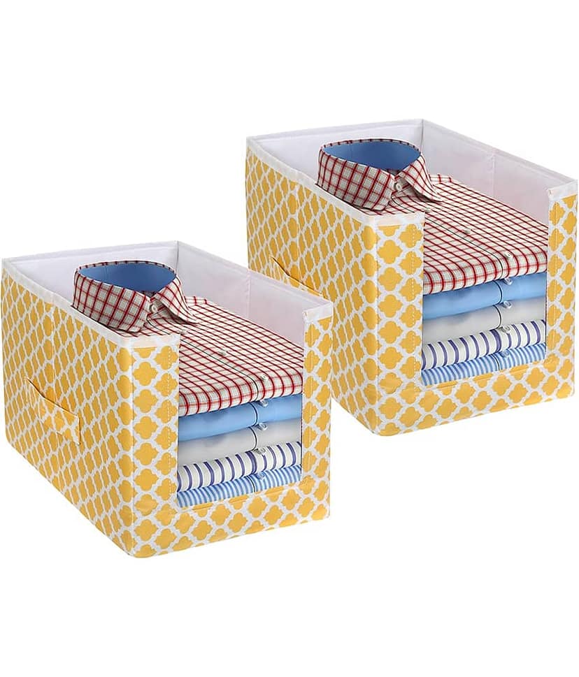 PrettyKrafts Shirt Stacker Closet Organizer - Shirts and Clothing Organizer (Pack of 2),Qtr Yellow
