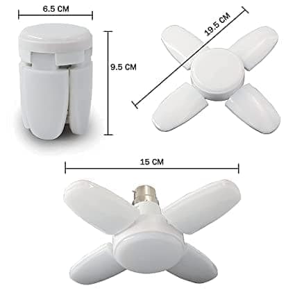 DAYBETTER� LED Bulb Lamp B22 Foldable Light, 25W 4-Leaf Fan Blade Bright LED Bulb with Angle Adjustable Home Ceiling Lights, AC160-265V, Home Decorations (Cool White) DA-34 view 2