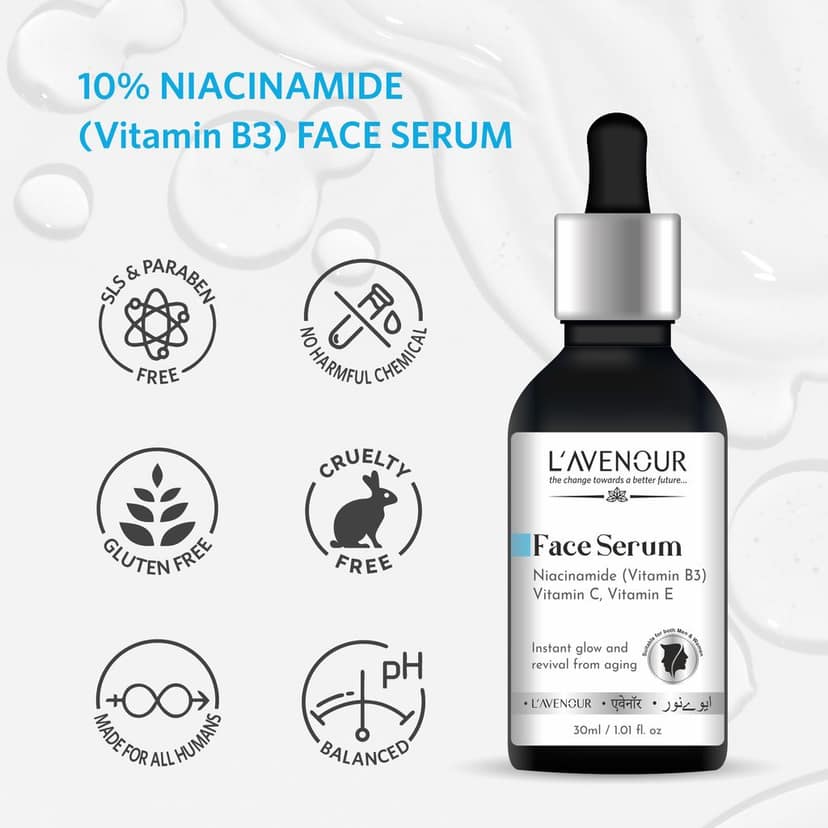 L’avenour 10% Niacinamide Face Serum For Acne Marks, Instant Glow & Revival From Aging - 30ml view 2