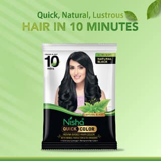 Nisha 5 min Quick Hair Color Henna Based Herbal Protection 10 gm (Pack of 10) , Natural Black view 2