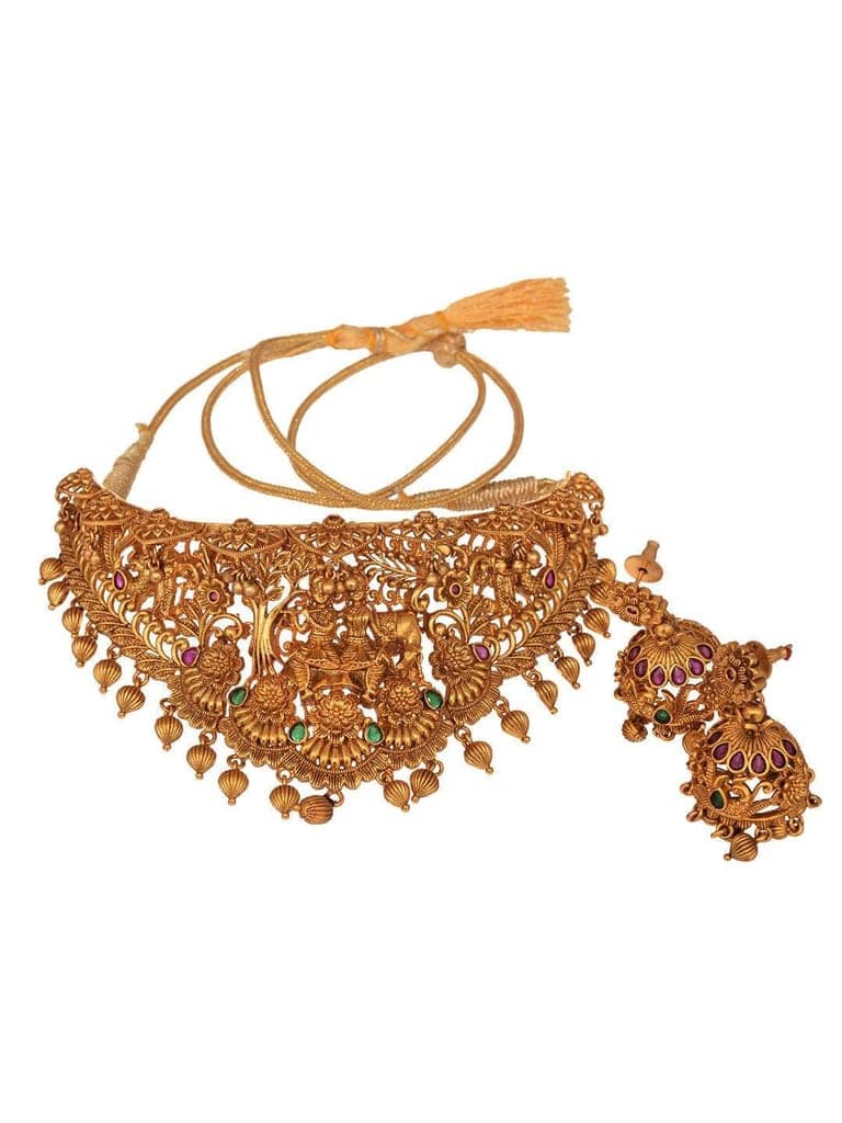 Gold Plated ADStudded Kempo Temple Radha Krishna Jewellery Set view 5