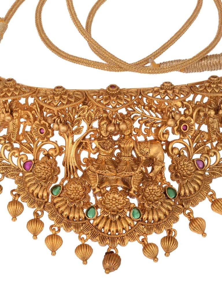 Gold Plated ADStudded Kempo Temple Radha Krishna Jewellery Set view 6