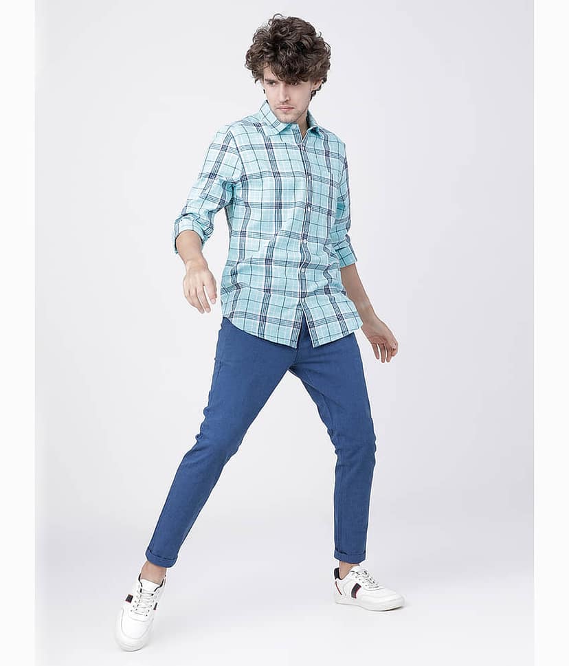 Highlander Slim Flat Men's Chinos - Blue ( Pack of 1 ) view 5