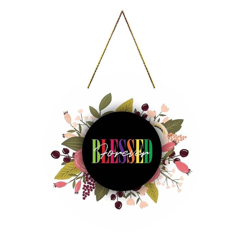 Charmor Blessed Round Wall Hanger for Home Decor| Office| Gift| Bedroom| Living Room Wall Decoration (WH4902)