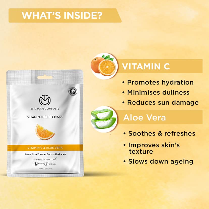 Vitamin C Sheet Mask | Vitamin C & Aloe Vera (Multi Packs) Vitamin C Sheet Mask | Vitamin C & Aloe Vera (Multi Packs) - Pack of 7 view 2