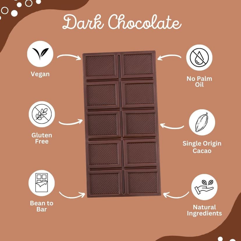DARKINS Dark Chocolate | 70% Chocolate Roasted Almond | 95% Chocolate Single Origin | Gluten-free | Hand Crafted Chocolate | Unrefined Cane Sugar | Natural Chocolate Bar | Pack Of 2 view 6