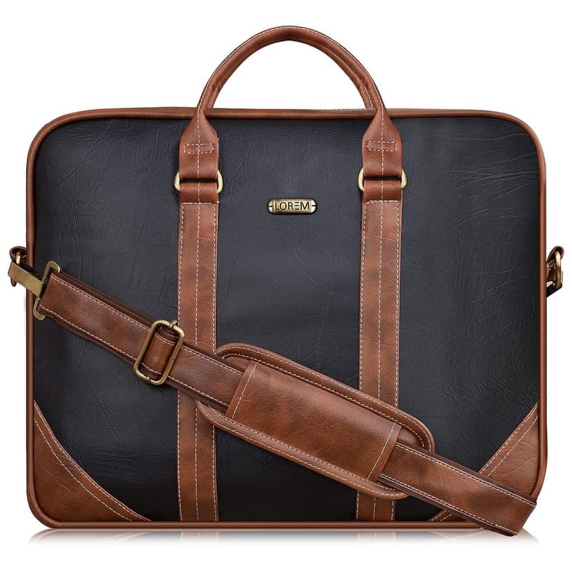 LOREM Brown & Black Color Faux Leather 10L Laptop Messenger Bag For Men & Women BG44