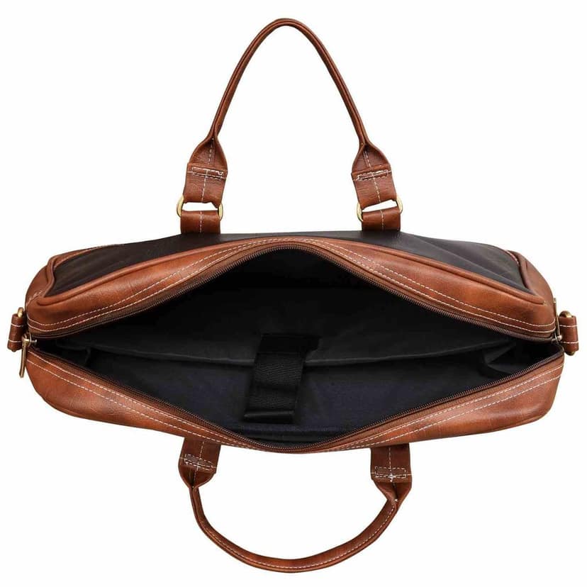 LOREM Brown & Black Color Faux Leather 10L Laptop Messenger Bag For Men & Women BG44 view 6