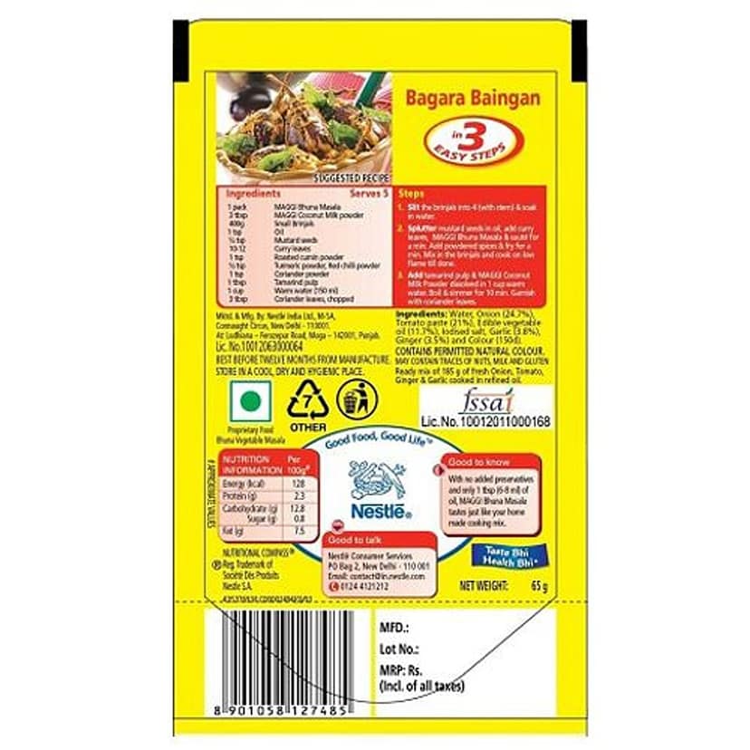 Maggi Bhuna Masala - For Gravy Dishes, 65 G Pouch view 2