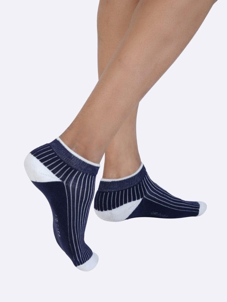 AirGarb Stylish Ribbed Low Ankle Cotton Socks for Men and Women: Comfortable Cushioning & Breathable Design Pack of 4 - ARB4G2B2 (Free Size) Multi Color view 5