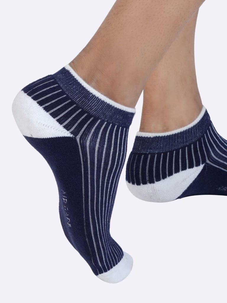 AirGarb Stylish Ribbed Low Ankle Cotton Socks for Men and Women: Comfortable Cushioning & Breathable Design Pack of 4 - ARB4G2B2 (Free Size) Multi Color view 7