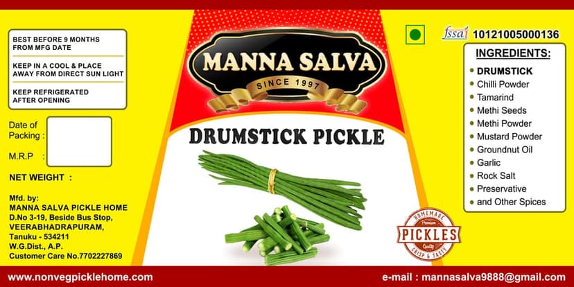 Manna Salva Pickles- Drumstick Pickle - Veg Pickle view 5