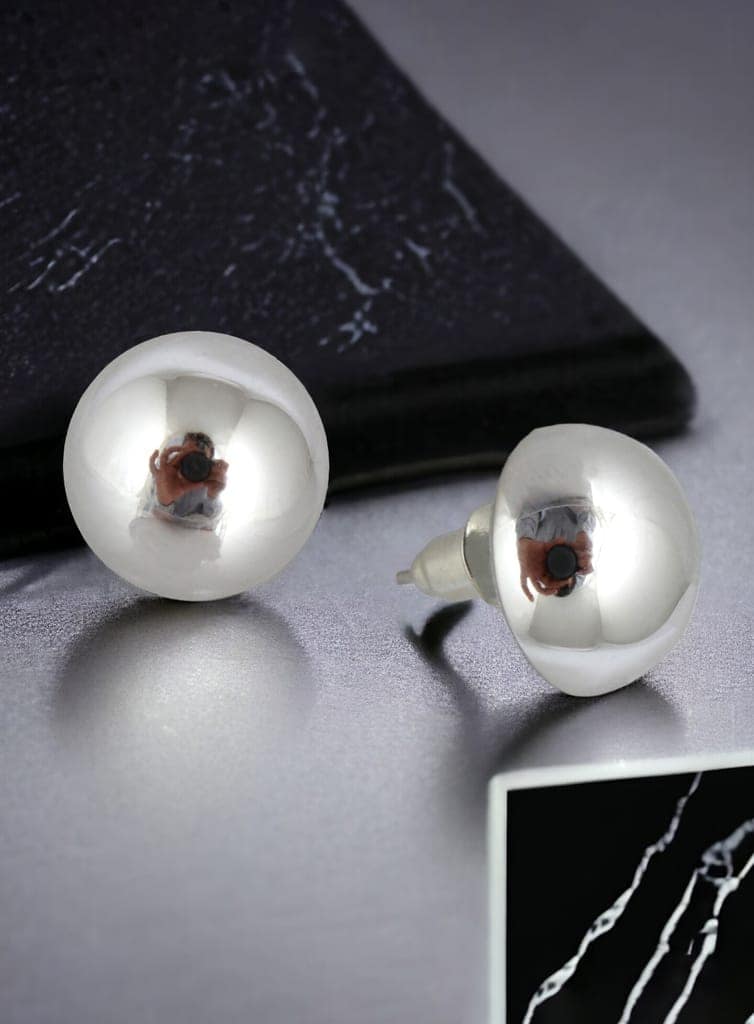 LUCKY JEWELLERY Fashion 2 Pairs Combo Set Of Latest Earrings Celebrity Inspired Stylish Trendy Silver Plated Stud Tops Earing C Shaped Dangle Semi Hoops Earring for Women & Girls (140-CHEX-1018-2) view 5