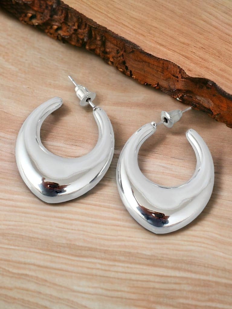 LUCKY JEWELLERY Fashion 2 Pairs Combo Set Of Latest Earrings Celebrity Inspired Stylish Trendy Silver Plated Stud Tops Earing C Shaped Dangle Semi Hoops Earring for Women & Girls (140-CHEX-1018-2) view 6