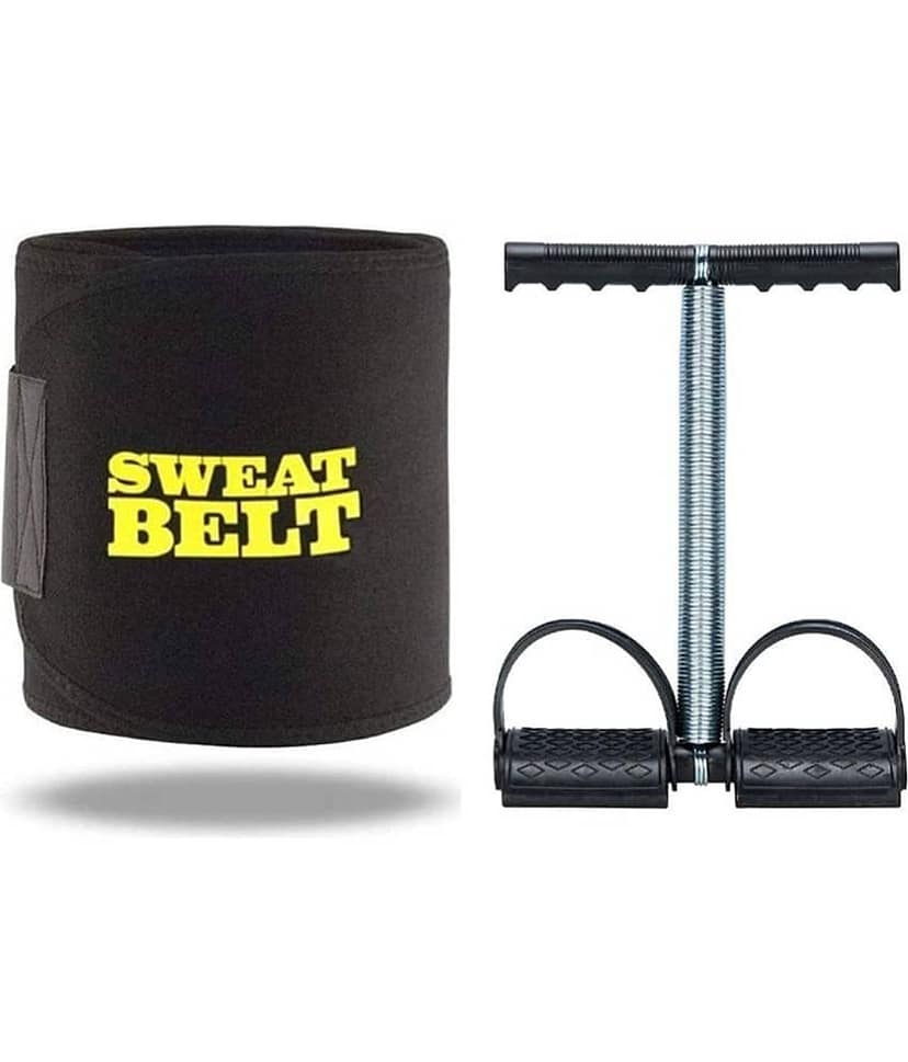 HORSE FIT (2 in 1) Belt + Single Spring Tummy Trimmer for Fat Loss, Weight Loss and Tummy Trimming Exercise for Both Men and Women (Free Size)