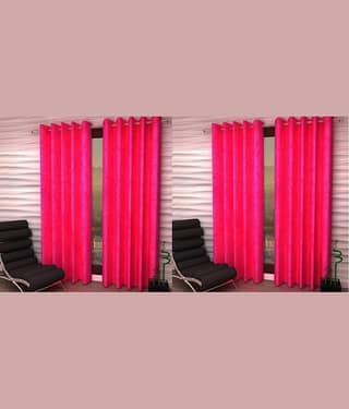 N2C Home Solid Semi-Transparent Eyelet Curtain 5 ft ( Pack of 4 ) - Pink