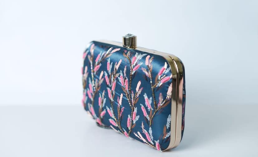 TURQUOISE BLUE WITH MULTI COLOR BEADED SEQUINS WORK HAND EMBROIDED CLUTCH CUM SLING BAG (pack of 2) view 3