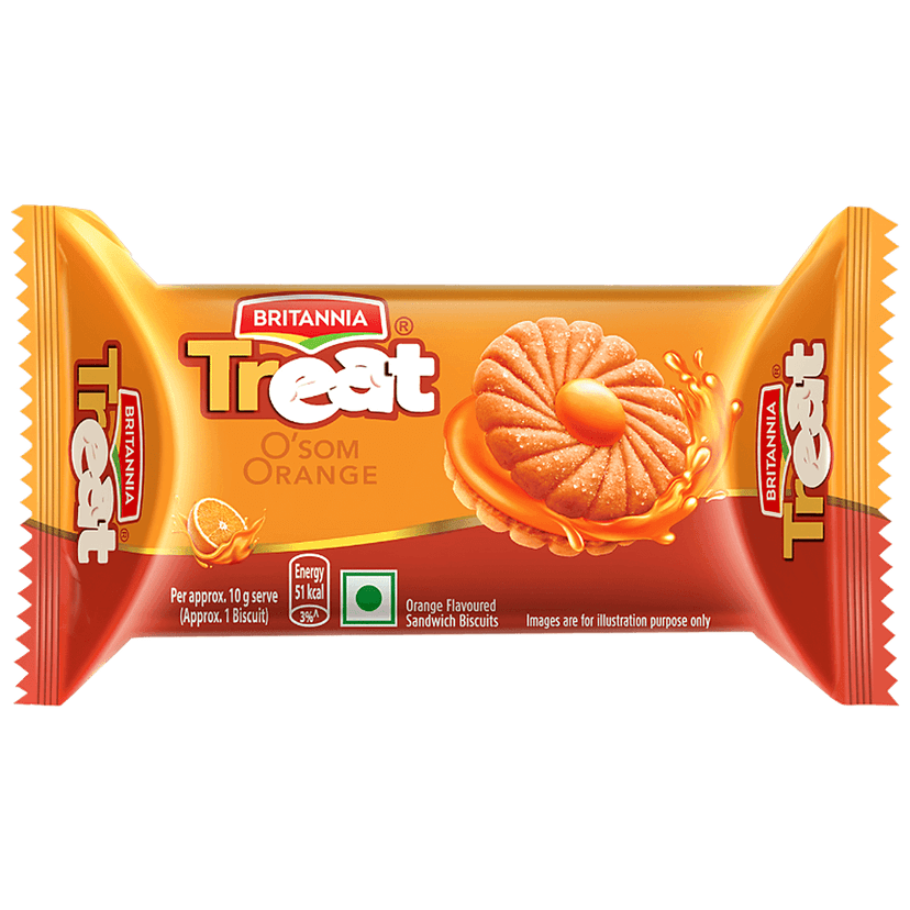 Britannia Treat O'som Orange Cream Biscuit - Ready To Eat, 50 G view 2