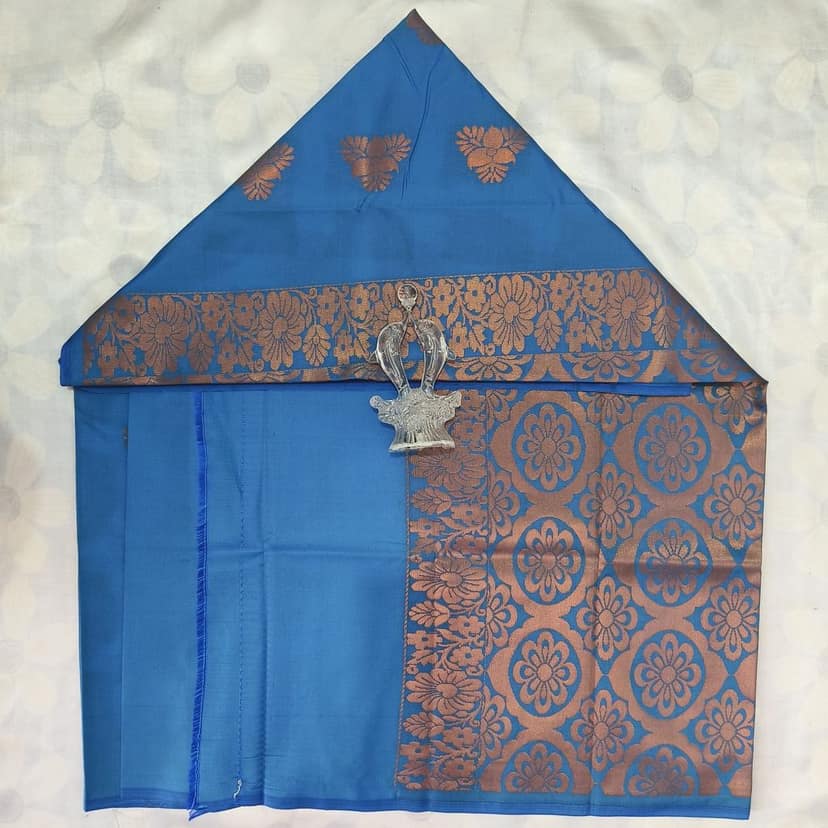 Soft Silk Saree with Blouse - Sky Blue view 5