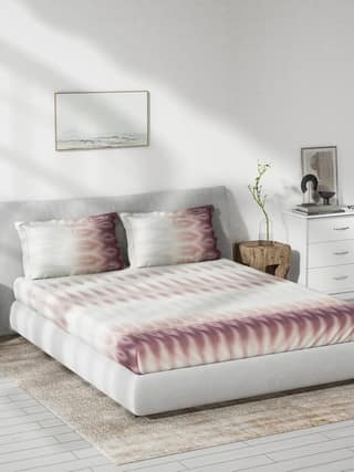 DDECOR - Primary Collection 100% Cotton Ethnic Pattern 136TC King Fitted Sheet|180 CM X 198 CM| - Red