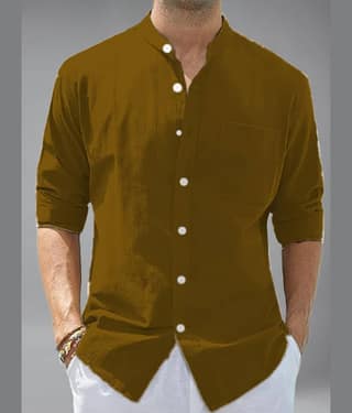 Apektra Cotton Blend Slim Fit Solids Full Sleeves Men's Casual Shirt - Coffee ( Pack of 1 )