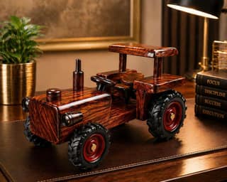Handcrafted Wooden Tractor Showpiece