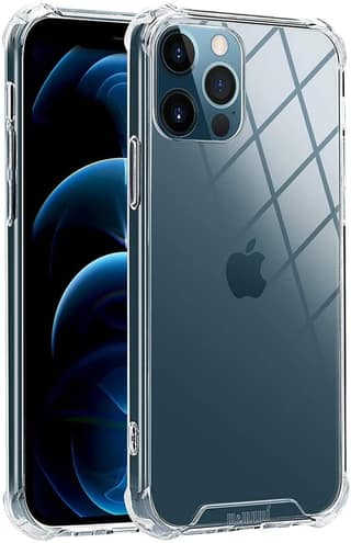 Memumi Crystal Series Thin Hard Back Cover for Apple iPhone 12/12 Pro Shockproof-Trans White (6.1")