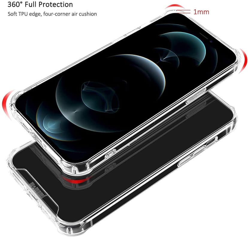 Memumi Crystal Series Thin Hard Back Cover for Apple iPhone 12/12 Pro Shockproof-Trans White (6.1") view 4