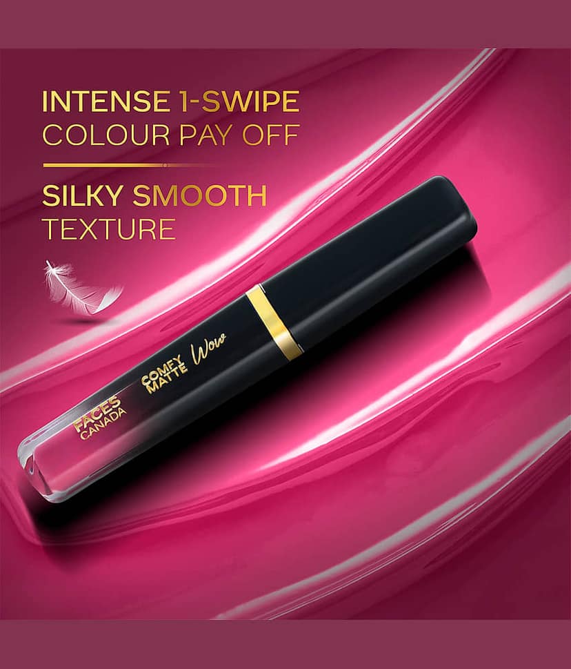 FACES CANADA Comfy Matte Wow Liquid Lipstick , Choco Couture 01, 3.8ml , One Swipe Application view 2