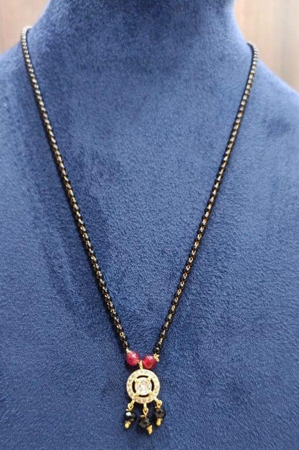 Black Beads Mangalsutra with Gold Plated Pendant for Women