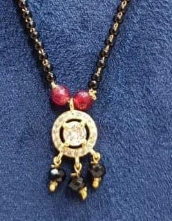 Black Beads Mangalsutra with Gold Plated Pendant for Women view 2