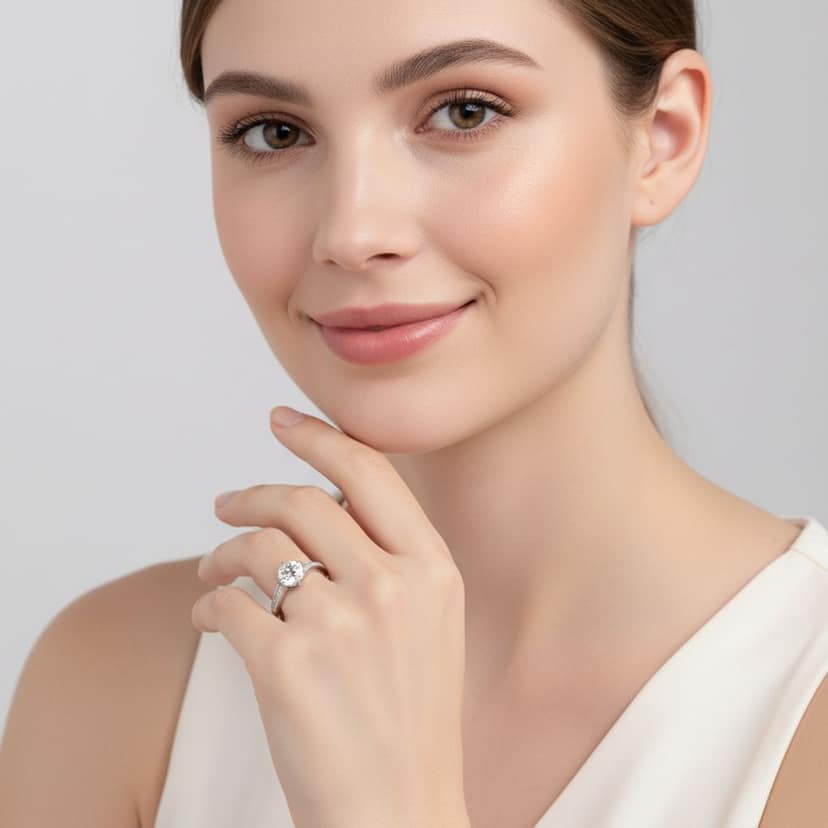 925 Sterling Silver Solitaire Ring with Round Brilliant Cut Cubic Zirconia for Women I Weight - 2.86 gram view 3