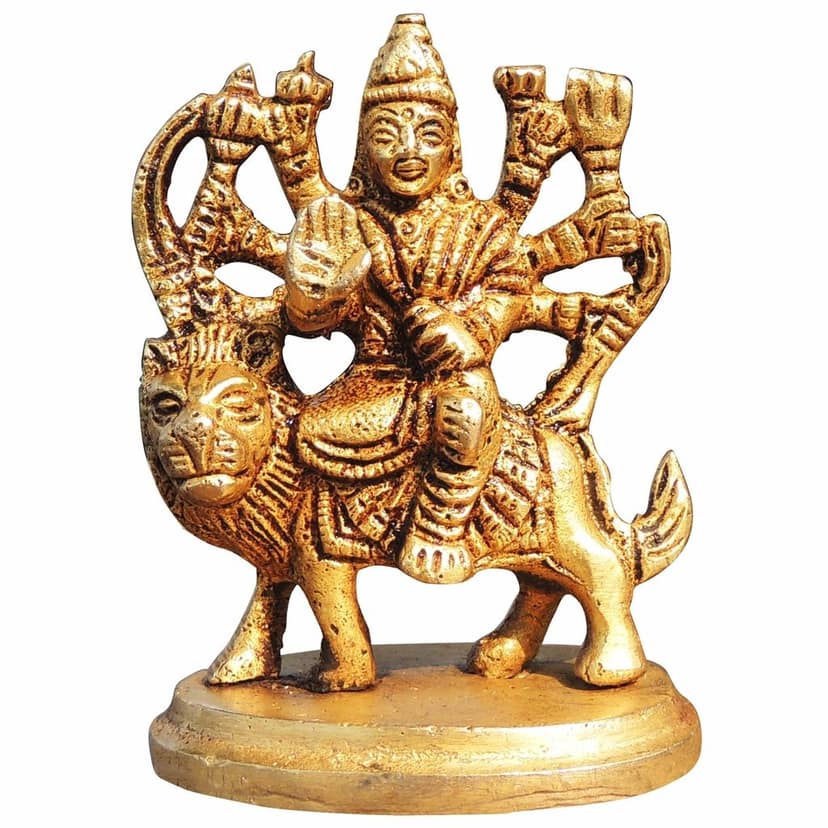 Brass Durga Ji God Idol - Traditional Brass Showpiece for Puja Decor, Height : 3 Inch (BSMAS1445 C) view 2