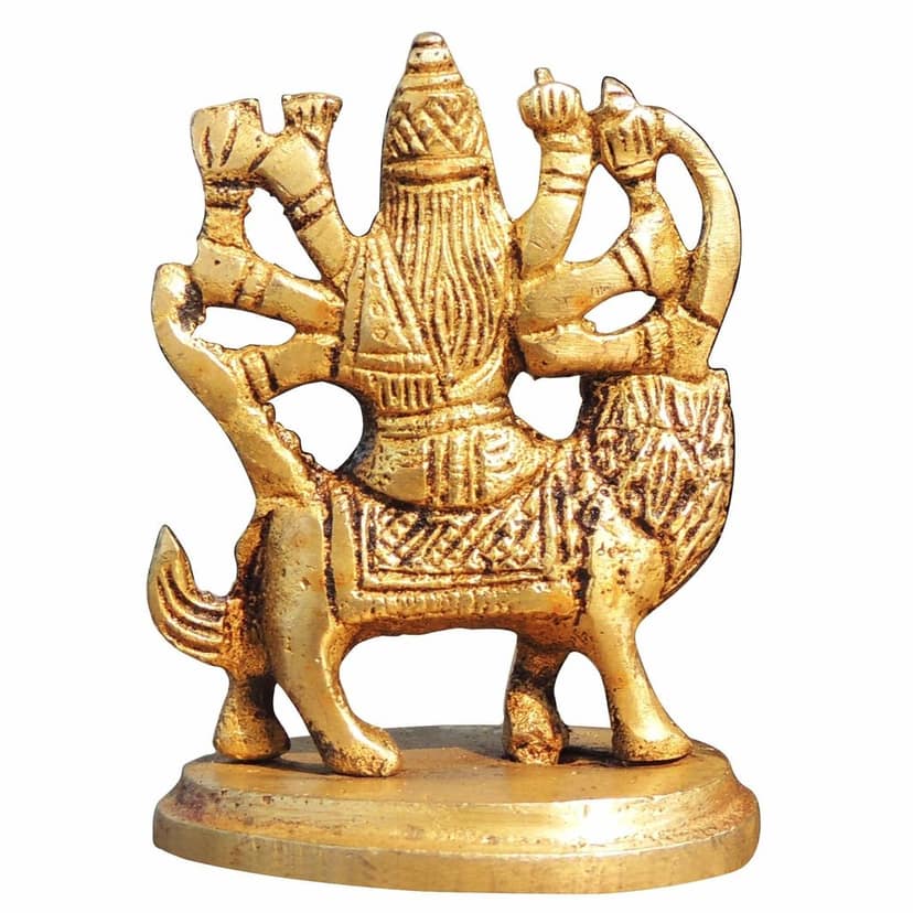 Brass Durga Ji God Idol - Traditional Brass Showpiece for Puja Decor, Height : 3 Inch (BSMAS1445 C) view 3