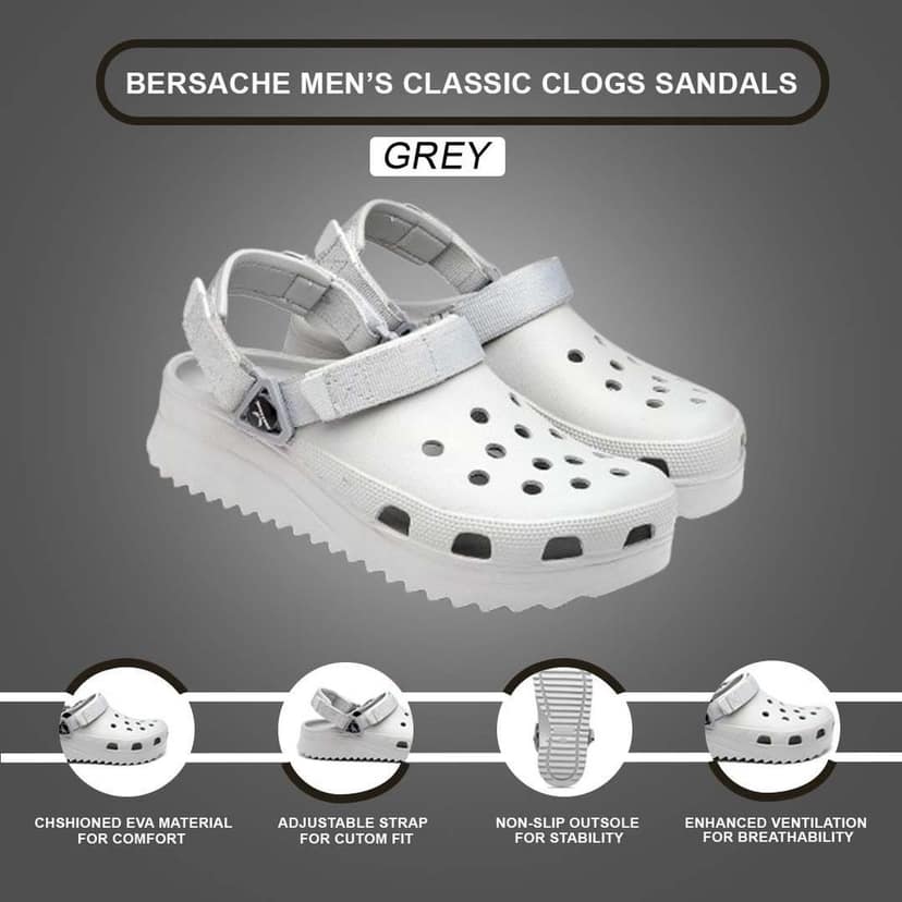 Bersache Extra Soft Classic Casual with Back Strap Regular wear with Ultra Soft & Flexibility Technology Clog for Men's view 5