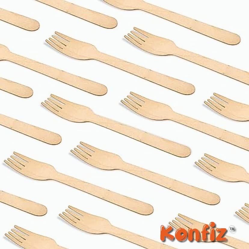 Bio-Degradable Eco Friendly Disposable Wooden Forks For Home Uses, Party & Events, 160 mm (50 Pcs) view 2