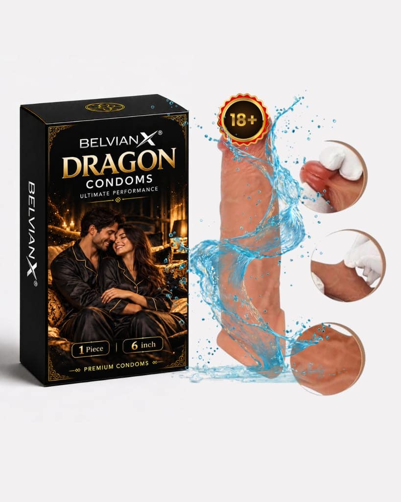 Premium Dragons Condom, 6 Inch, Silicone, Natural Color, Extra Pleasure, Textured, Unflavored, for Men