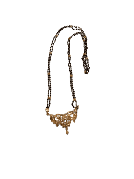 Black Beads Mangalsutra with Gold Pendant for Women