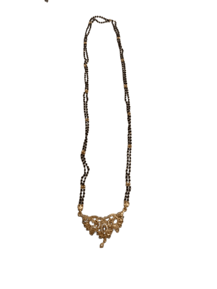 Black Beads Mangalsutra with Gold Pendant for Women view 2