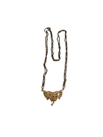 Black Beads Mangalsutra with Gold Pendant for Women view 3