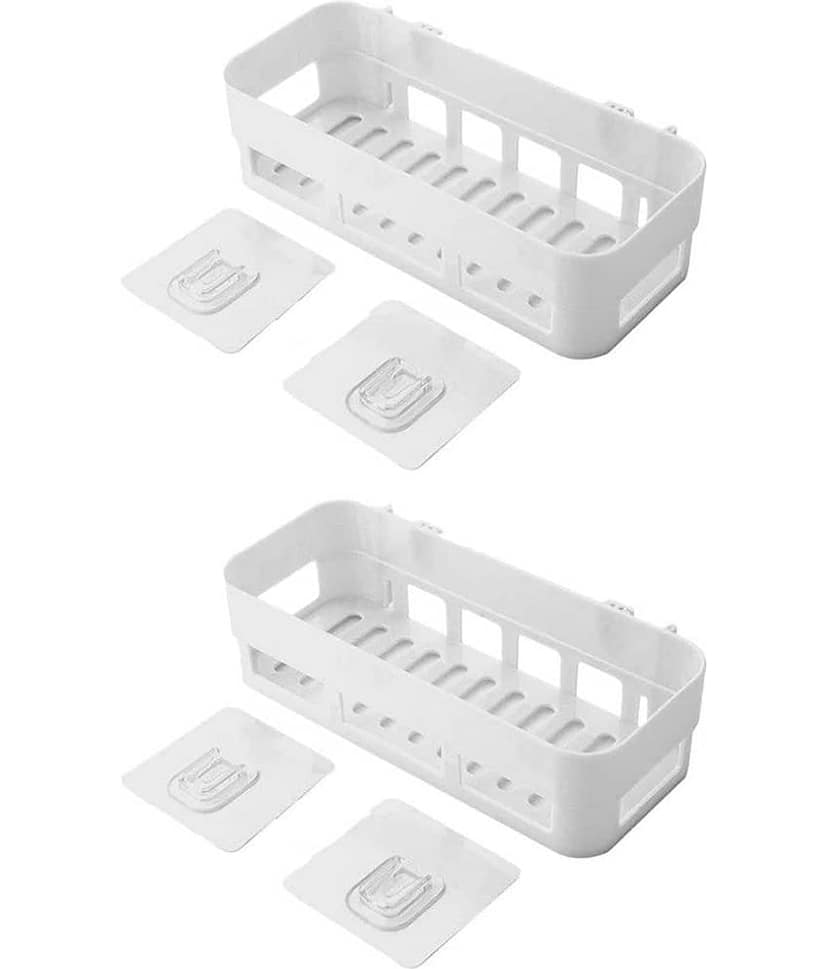 Ezybe Self Adhesive Kichen Shelf Light Blue Plastic Storage Racks (Pack of 2)