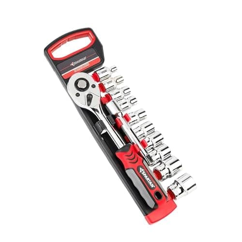 SPARTAN 12 in 1 Heavy Duty Socket Set 1/2" Chrome Vanadium Steel Ratchet Socket Wrench Spanner | Soft Grip 12 Pieces Hand Tool Kit For Mechanic Tool Kits(Pack of 1) view 2