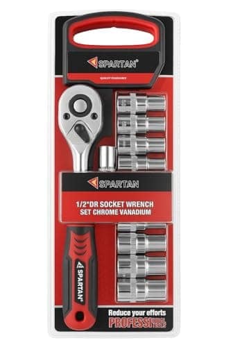 SPARTAN 12 in 1 Heavy Duty Socket Set 1/2" Chrome Vanadium Steel Ratchet Socket Wrench Spanner | Soft Grip 12 Pieces Hand Tool Kit For Mechanic Tool Kits(Pack of 1) view 3