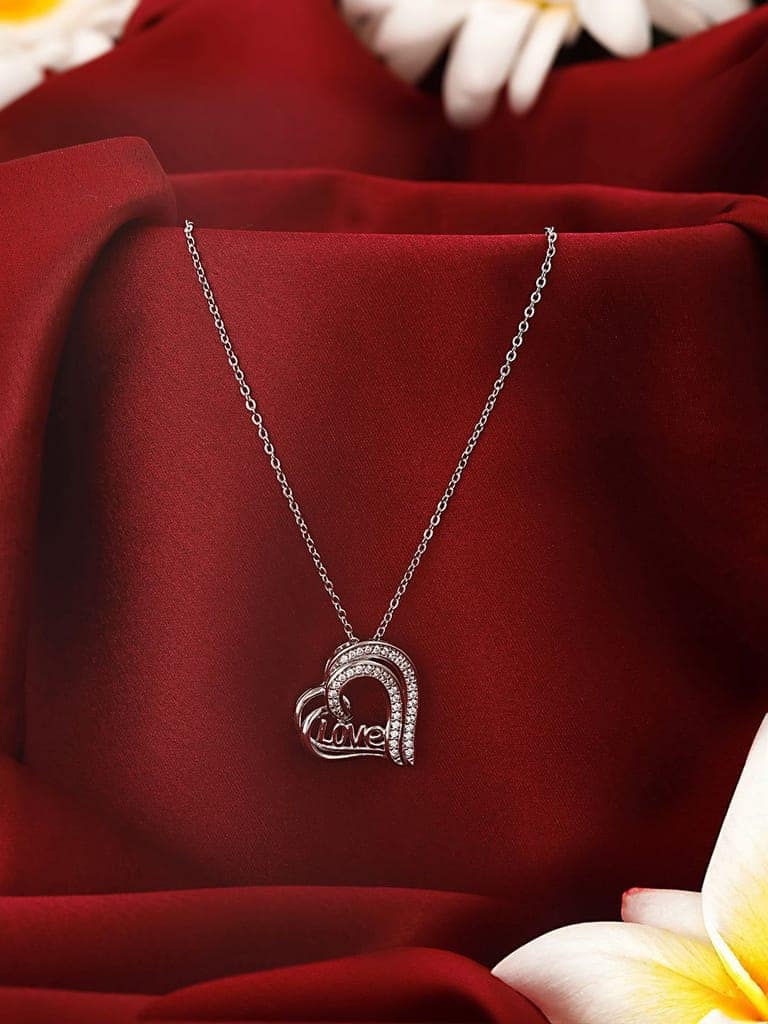 Anti-Tarnish Silver Plated Love Heart Shaped Locket Chain Necklace view 3