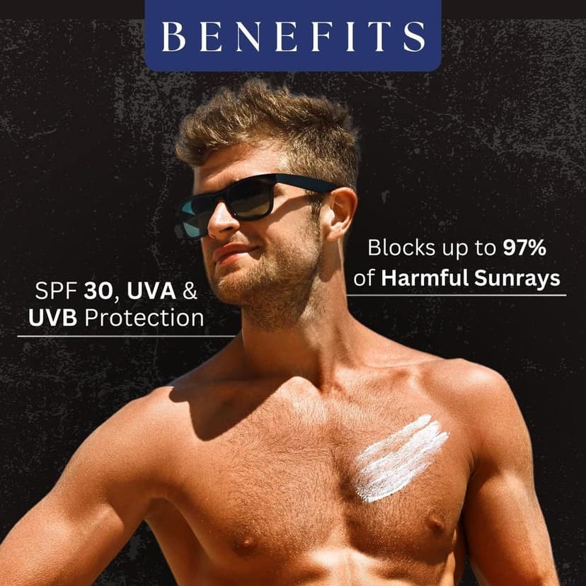 AMAzing EARTH Sunscreen for Men - SPF 30 Gel Cream Certified Organic with Zinc Oxide, Aloe Vera & Macroloba Seed Oil, for Sunburn & Suntan, Matt Finish, Anti-Aging, Silicon & Paraben Free, 100gm view 7