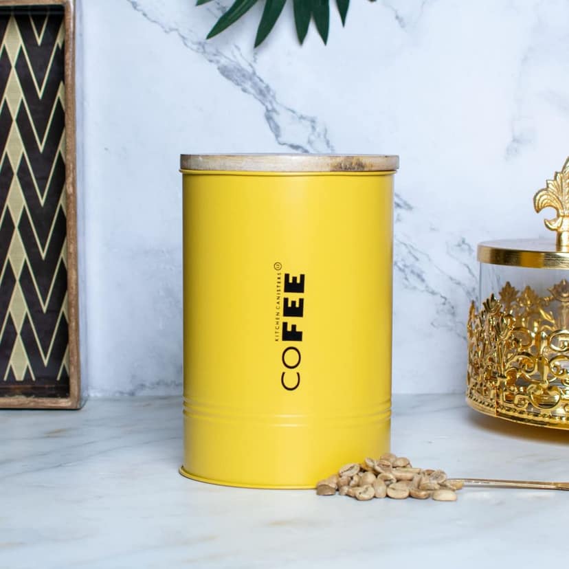 Craftlayout TIN Coffee Canister, Yellow 900 Ml
